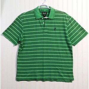 Ashworth Golf Polo Shirt Green Striped Short Sleeve Cotton Men's Size Large